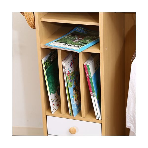 ハンガーラック コートハンガー 幅580mm ホワイト×ナチュラル 縦置き キャスター 引き出し フック付 NORM ストレージラック代引NG