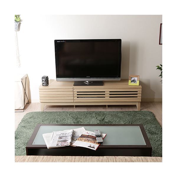 テレビ台 ローボード 幅150cm ナチュラル AV機器収納対応 コード穴 引き出し 脚付き ライン リビング ダイニング代引NG