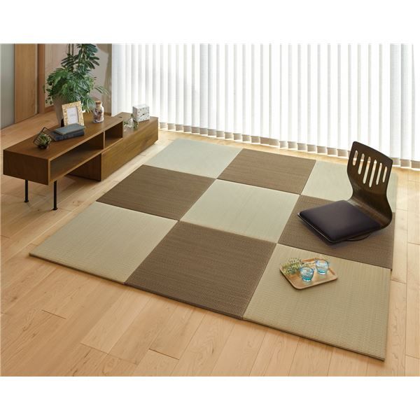スーパSALE10倍＆4時間限定10％OFF 置き畳/ユニット畳 【約幅65×奥行65×高さ1.5cm ブラウン】 い草100％ 軽量 防滑 空気清浄 キズ防止 『四季 しき』【代引NG】