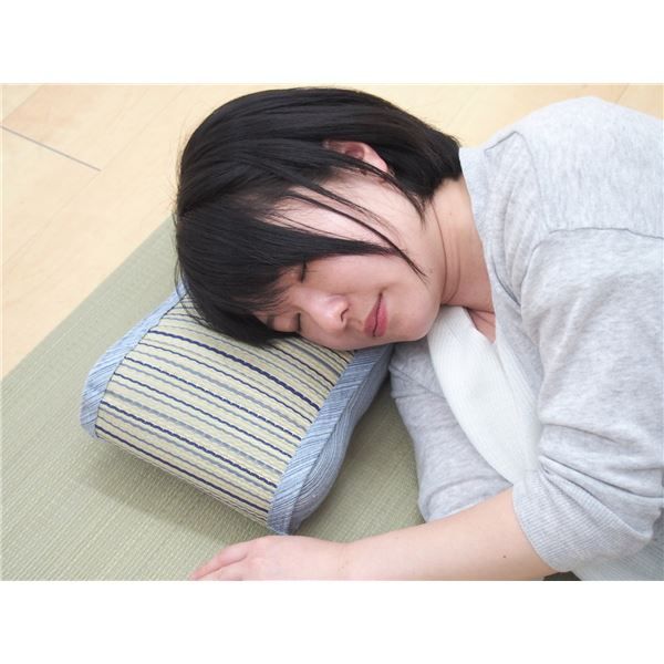 い草 ウェーブ枕/寝具 約幅35×奥行20×高さ10cm 表面：イ草100％ 『涼仙 りょうせん』 〔リビング ベッドルーム〕代引NG