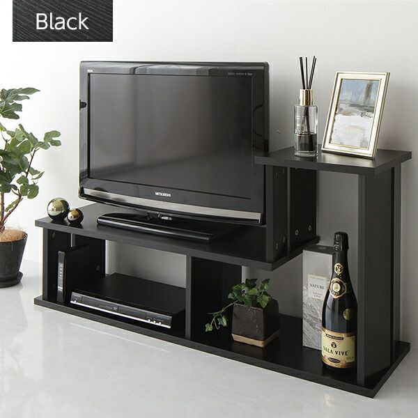 スーパSALE10倍＆4時間限定10％OFF テレビボート 200 伸縮 ディスプレイ AV コーナー 収納 ラック ロー ボード シェルフ 木製 頑丈 シンプル モダン ブラック 幅105cm 〜 幅210cm 伸長 65 型 インチ TV 対応