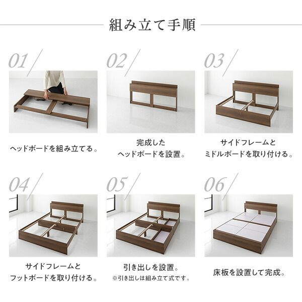 スーパSALE10倍＆4時間限定10％OFF 収納付き ベッド シングル 引き出し付き キャスター付き 棚付き コンセント付き ブラック ベッドフレームのみ