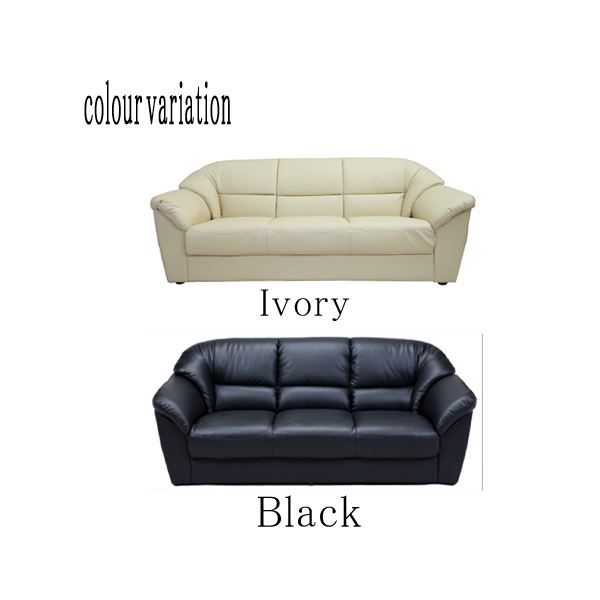 リビングソファー 3人掛け ブラック 幅182cm 木製構造 合皮/合成皮革張地 脚付き 〔ダイニング 店舗 お店〕代引NG