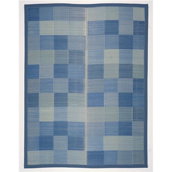 水をはじく い草ラグマット/フロアマット 176×230cm ブルー 撥水・抗カビ・消臭 『デニムパッチ』代引NG