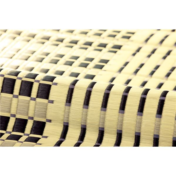 国産 い草ラグマット/絨毯 261×352cm ブルー 抗カビ 消臭 ホットカーペット 床暖房対応 『築彩 ちくさい』 〔リビング〕代引NG