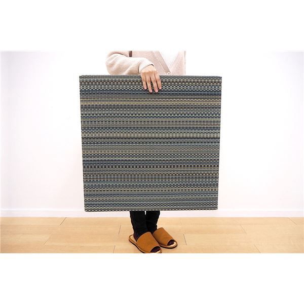 スーパSALE10倍＆4時間限定10％OFF い草 置き畳/ユニット畳 【65×65×2.5cm ブルー】 抗カビ 消臭 防音 クッション性 軽量 『フラッタ 王騎』 〔リビング〕【代引NG】