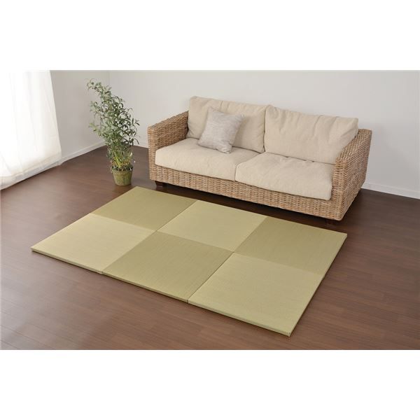 スーパSALE10倍＆4時間限定10％OFF い草 置き畳/ユニット畳 【65×65×2.5cm ナチュラル】 抗カビ 消臭 防音 クッション性 軽量 『フラッタ 王騎』 〔リビング〕【代引NG】