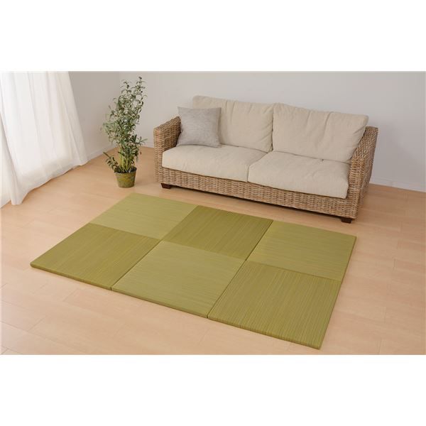 スーパSALE10倍＆4時間限定10％OFF い草 置き畳/ユニット畳 【65×65×2.5cm イエロー】 抗カビ 消臭 防音 クッション性 軽量 『紗彩 さや』 〔リビング〕【代引NG】