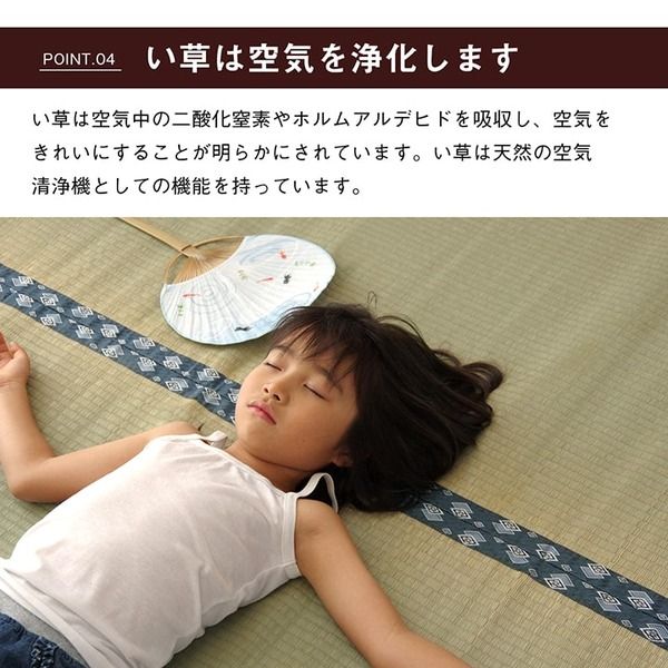 双目織 い草 上敷き/ラグマット 江戸間3畳 約176×261cm 日本製 撥水 抗菌 防臭 消臭 調湿機能付 耐久性抜群 〔リビング〕代引NG