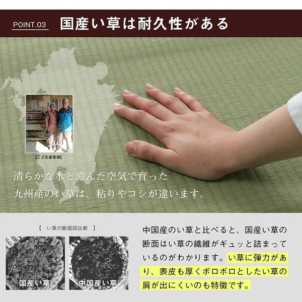 双目織 い草 上敷き/ラグマット 本間4.5畳 約286×286cm 日本製 撥水 抗菌 防臭 消臭 調湿機能付 耐久性抜群 〔リビング〕代引NG
