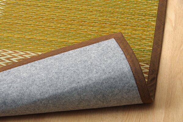 い草 ラグマット/花ござ 江戸間6畳 約261×352cm 格子柄 市松柄 グレー 裏：不織布 抗菌 防臭 湿度調節 〔リビング〕代引NG