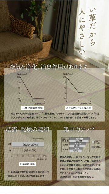 い草 ラグマット/花ござ 団地間3畳 約170×255cm 格子柄 市松柄 グレー 裏：不織布 抗菌 防臭 湿度調節 〔リビング〕代引NG