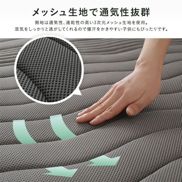 スーパSALE10倍＆4時間限定10％OFF マットレス ポケットコイル 薄型 三つ折り 快眠 高通気 メッシュ生地 体圧分散 1年保証 コンパクト 圧縮 梱包 グレイ シングル サイズ
