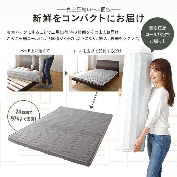 スーパSALE10倍＆4時間限定10％OFF マットレス ポケットコイル 薄型 三つ折り 快眠 高通気 メッシュ生地 体圧分散 1年保証 コンパクト 圧縮 梱包 グレイ ダブル サイズ