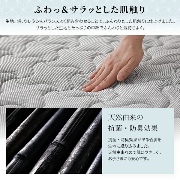 スーパSALE10倍＆4時間限定10％OFF マットレス 国産 ポケットコイル 薄型 三つ折り 竹炭 抗菌 防臭 快眠 体圧分散 1年保証 コンパクト 圧縮 梱包 グレイ  シングル サイズ