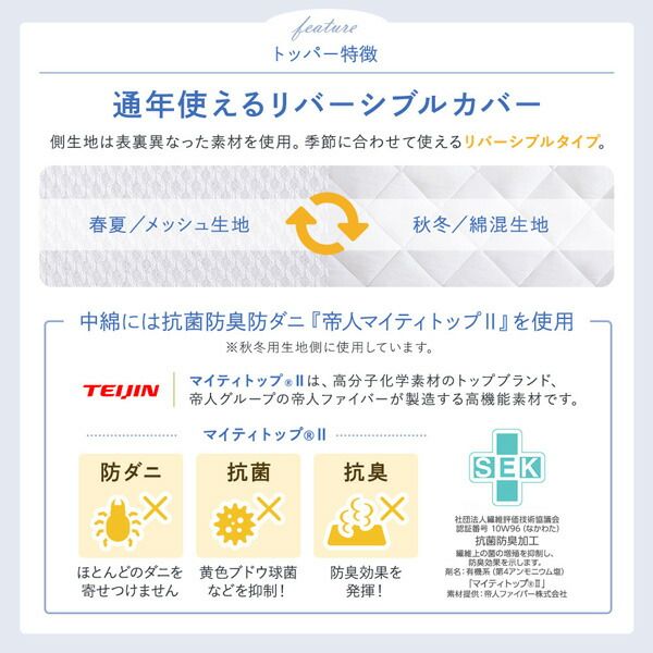 スーパSALE10倍＆4時間限定10％OFF マットレス 国産 ボンネルコイル 抗菌 防臭 防ダニ 3次元 樹脂 高通気 高反発 洗える オールシーズン トッパー 快眠 コンパクト 圧縮 梱包 シングル サイズ