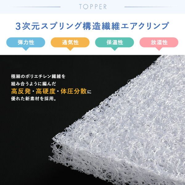 スーパSALE10倍＆4時間限定10％OFF マットレス 国産 ボンネルコイル 抗菌 防臭 防ダニ 3次元 樹脂 高通気 高反発 洗える オールシーズン トッパー 快眠 コンパクト 圧縮 梱包 ダブル サイズ