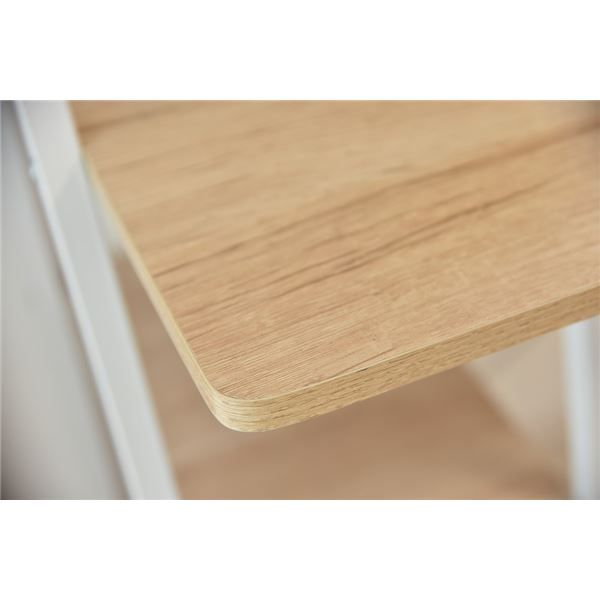 パソコンデスク/学習机 幅80cm ホワイト×ナチュラル スチール アイアン 組立品 〔リビング 在宅ワーク〕代引NG