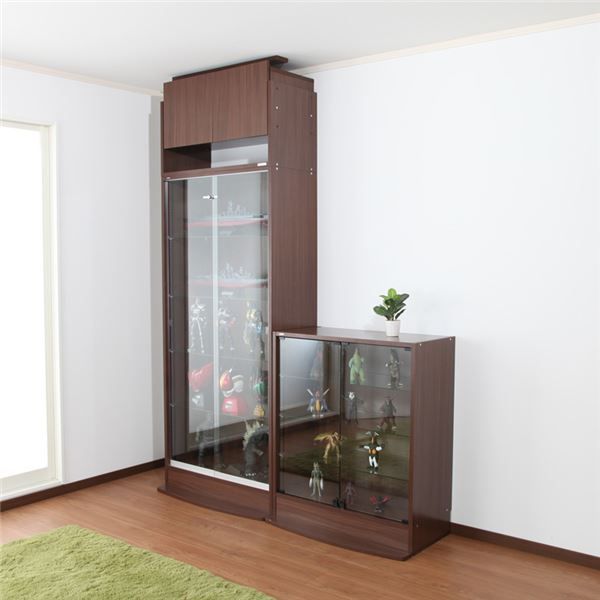 コレクションケース/収納棚 ワイド 専用上置き ハイタイプ 奥行39cm用 ホワイト 幅83.1cm 本体別売 組立品代引NG