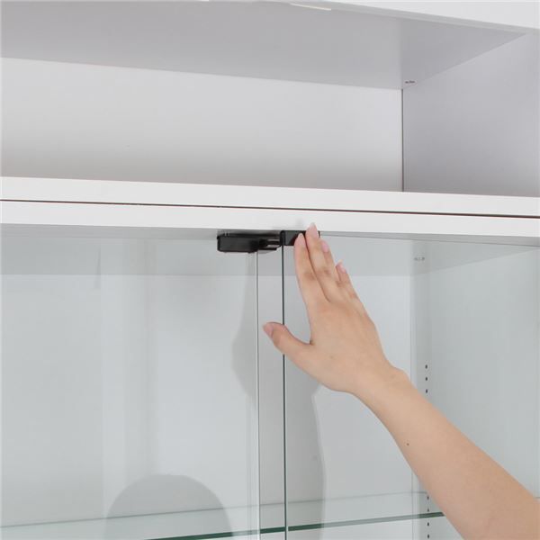 コレクションケース/収納棚 ワイド ハイタイプ 本体 奥行39cm ブラック 幅83.1cm 強化ガラス扉 棚板 組立品代引NG