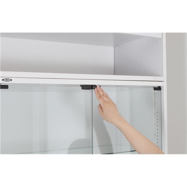 コレクションケース/収納棚 ワイド ハイタイプ 本体 奥行29cm ホワイト 幅83.1cm 強化ガラス扉 棚板 組立品代引NG
