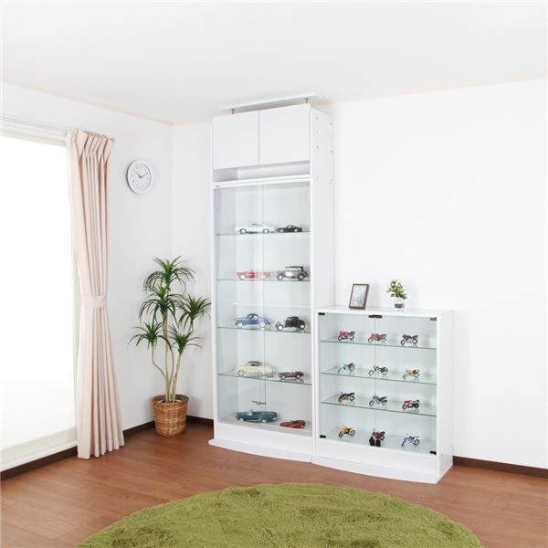 コレクションケース/収納棚 ワイド 専用上置き ロータイプ 奥行29cm用 ホワイト 幅83.1cm 本体別売 組立品代引NG