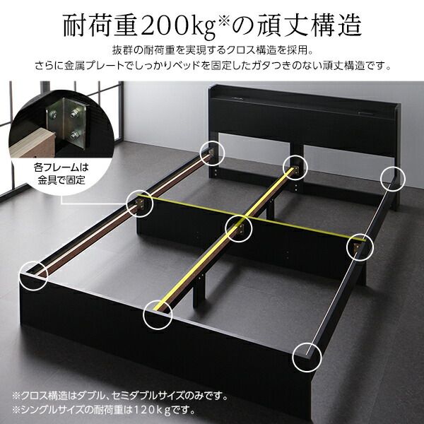スーパSALE10倍＆4時間限定10％OFF ベッド ワイドキング240（S+D）ボンネルコイルマットレス付き ブラック 2台セット 収納付き 引き出し付き キャスター付き 木製 宮付き 棚付き コンセント付き シンプル モダン