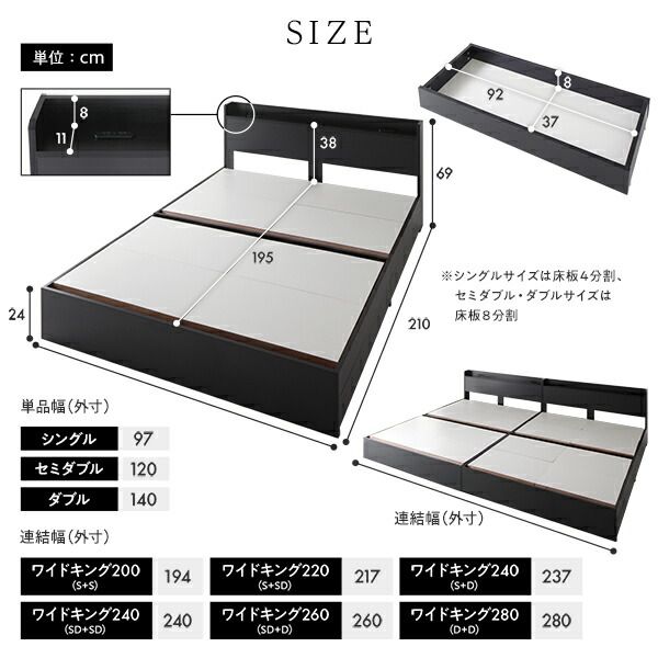 スーパSALE10倍＆4時間限定10％OFF ベッド ダブル ボンネルコイルマットレス付き ホワイト 収納付き 引き出し付き キャスター付き 木製 宮付き 棚付き コンセント付き シンプル モダン