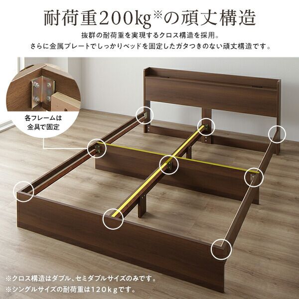 スーパSALE10倍＆4時間限定10％OFF ベッド セミダブル ボンネルコイルマットレス付き ナチュラル 収納付き 引き出し付き キャスター付き 木製 宮付き 棚付き コンセント付き シンプル モダン
