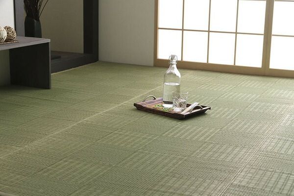 純国産い草 上敷きカーペット/絨毯 格子柄 本間3畳 約191×286cm 両面使用 抗菌 防臭 調湿 耐久性 日本製 〔リビング〕代引NG