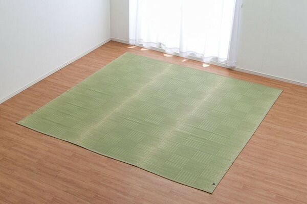 純国産い草 上敷きカーペット/絨毯 格子柄 本間4.5畳 約286×286cm 両面使用 抗菌 防臭 調湿 耐久性 日本製 〔リビング〕代引NG