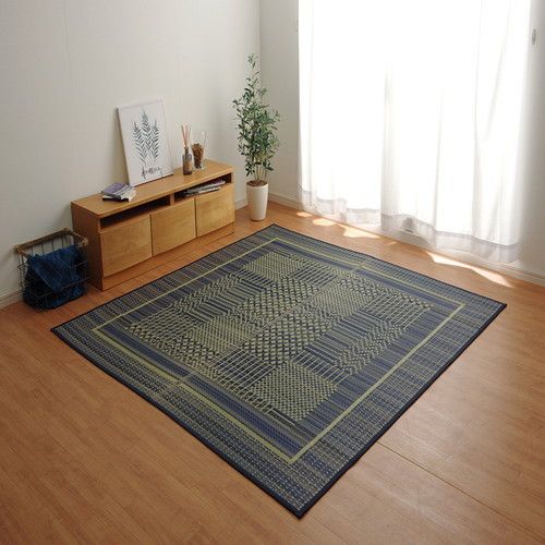 消臭い草 ラグマット/絨毯 長方形 リーフ ブラウン 約191×300cm 裏：不織布 防滑 抗菌 防臭 湿度調整効果 〔リビング〕代引NG