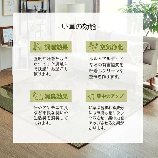 消臭い草 ラグマット/絨毯 長方形 リーフ ブラウン 約191×300cm 裏：不織布 防滑 抗菌 防臭 湿度調整効果 〔リビング〕代引NG