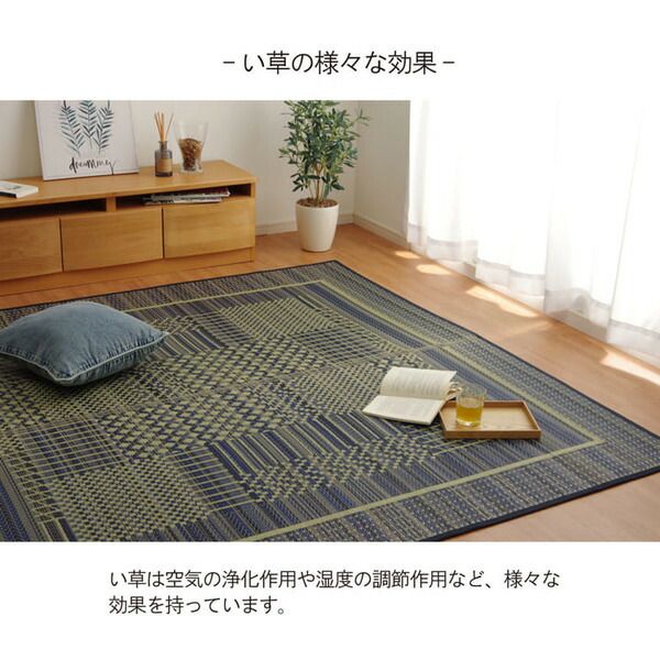 消臭い草 ラグマット/絨毯 長方形 グリーン 約191×300cm 裏：不織布 防滑 抗菌 防臭 湿度調整効果 〔リビング〕代引NG