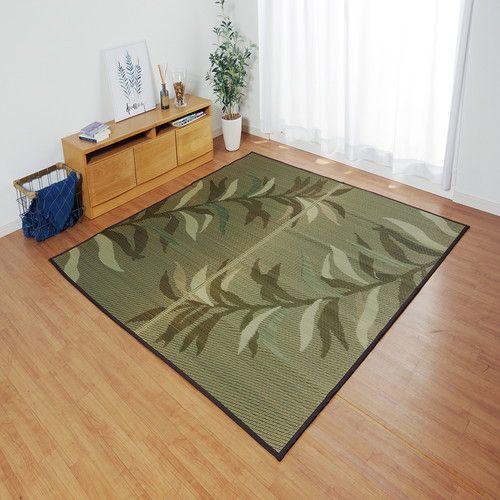 消臭い草 ラグマット/絨毯 長方形 ブラウン 約191×300cm 裏：不織布 防滑 抗菌 防臭 湿度調整効果 〔リビング〕代引NG