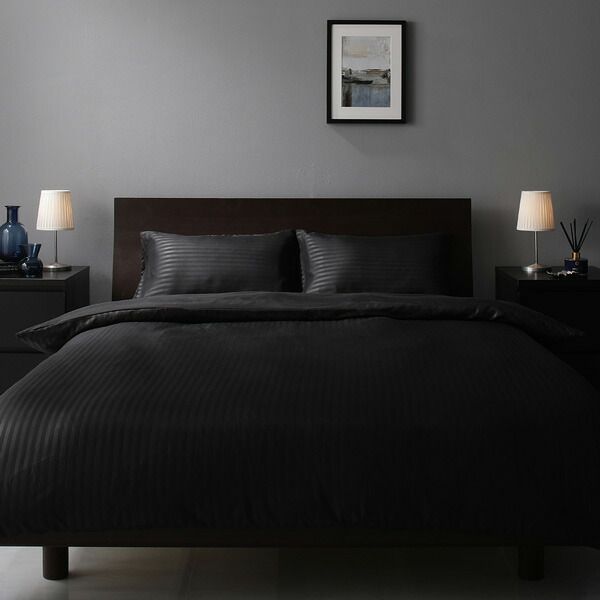 ホテルテイスト ベッドカバー 4点セットダブル ブラウン掛けカバー・ボックスシーツ・ピローケース ×2 抗菌防臭 速乾 寝具カバー 寝具セット 布団カバー 布団カバーセット シーツ ベッド用 ホテル風 ホテルライク ホテルサテン調 ストライプ代引NG