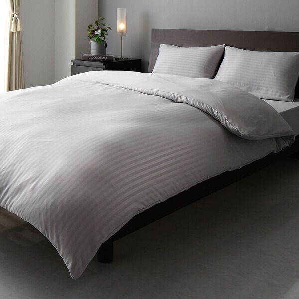 ホテルテイスト ベッドカバー 4点セットダブル ブラウン掛けカバー・ボックスシーツ・ピローケース ×2 抗菌防臭 速乾 寝具カバー 寝具セット 布団カバー 布団カバーセット シーツ ベッド用 ホテル風 ホテルライク ホテルサテン調 ストライプ代引NG