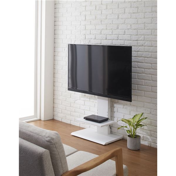 壁掛け風アングルテレビ台 ハイタイプ ホワイト 組立品代引NG