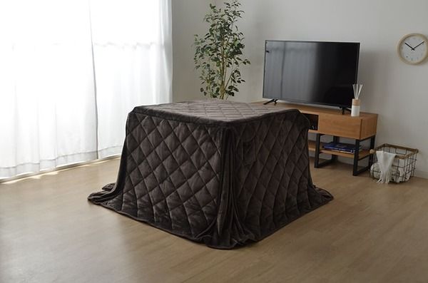ダイニング用 こたつ布団 ハイタイプ用 ネイビー 約235×235cm 正方形 洗える 抗菌防臭加工 〔リビング〕代引NG