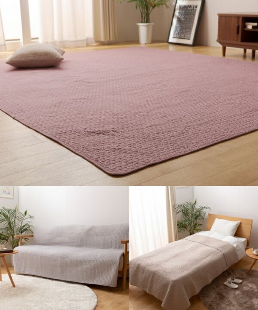 マルチカバー/ラグ S 150×200cm グレー CLOUD柄 洗える 綿100％ オールシーズン mofua モフア イブル 〔リビング〕代引NG