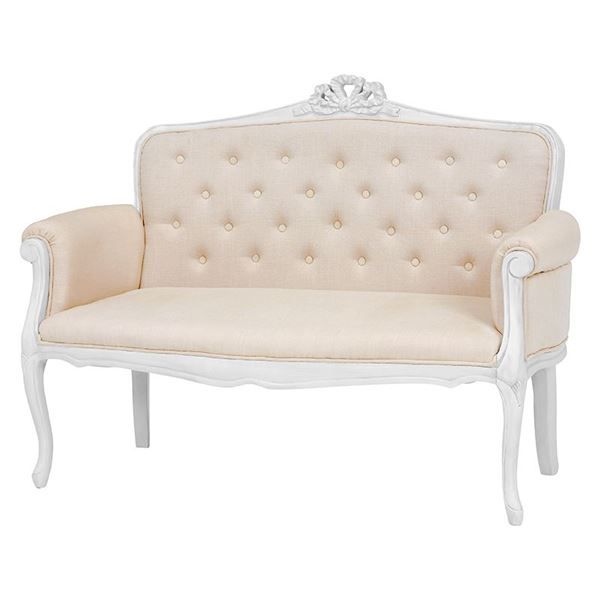 アンティーク風 ソファー 2人掛け 約幅135cm 木製 脚付き 肘付き 開梱設置サービス付 〔リビング〕代引NG