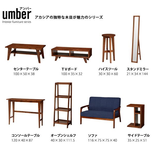 北欧風 テレビ台/テレビボード 約幅100×奥行35×高さ32cm 木製 アカシア材 脚付き 『umberシリーズ』 組立品代引NG
