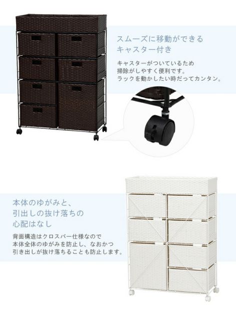 スーパSALE10倍＆4時間限定10％OFF ランドリーラック/洗濯用品 【ホワイト 引出し7杯】 幅70.5cm スチールパイプ キャスター付き 〔脱衣所〕 RAN-2418WH【代引NG】
