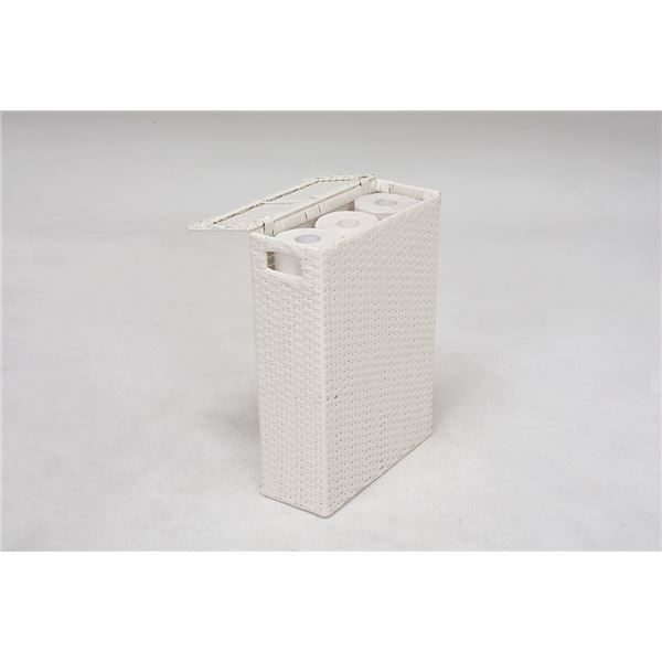 スーパSALE10倍＆4時間限定10％OFF トイレットペーパーボックス/トイレ収納 【ホワイト 幅35×奥行14×高さ47cm】 スチール 〔御手洗 レストルーム〕【代引NG】