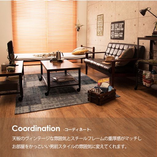 ビンテージ風 ローボード/テレビ台 幅110×奥行30×高さ39.5cm スチールフレーム キャスター付き 棚付き 組立品代引NG