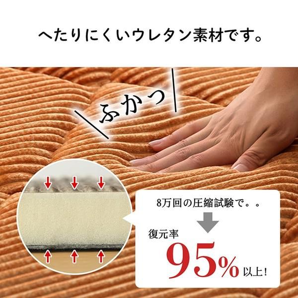 ラグ 滑りにくい 防音 ボリューム 厚い へたりにくい コーデュロイ 無地 ベージュ 約185×185cm 約2畳 床暖房 ホットカーペット対応 こたつ敷布団代引NG