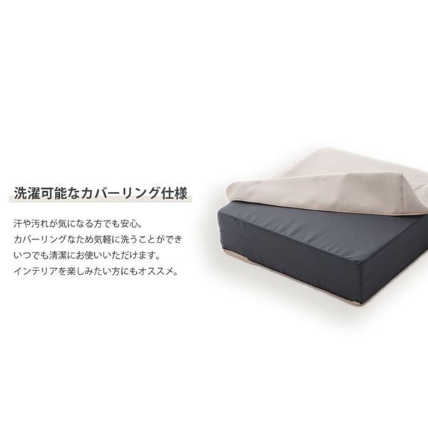 ブロックソファー/ローソファー 大 約幅120×奥行60×高さ15cm グレー 洗えるカバー 本体：日本製 〔リビング 寝室〕代引NG