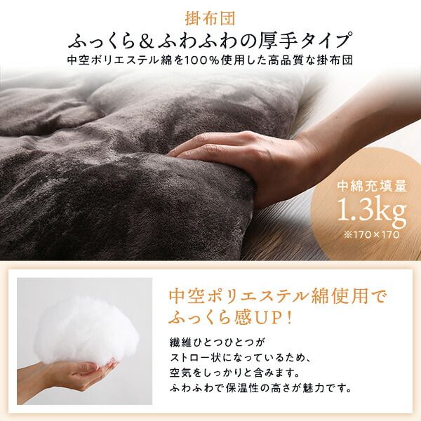 厚掛け こたつ布団 単品 長方形 ブラウン 205×245cm フランネル 無地 リバーシブル 抗菌防臭 洗える オールシーズン 防滑代引NG