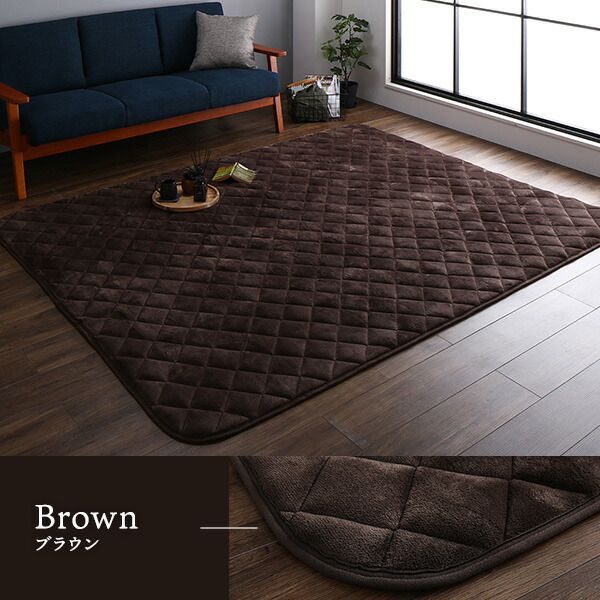 フランネル こたつ敷布団/ラグマット 単品 3畳 ネイビー 約190×240cm こたつ敷布団 無地 抗菌防臭 ホットカーペット可 防滑加工代引NG