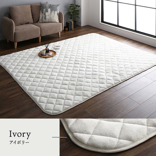 フランネル こたつ敷布団/ラグマット 単品 3畳 ネイビー 約190×240cm こたつ敷布団 無地 抗菌防臭 ホットカーペット可 防滑加工代引NG